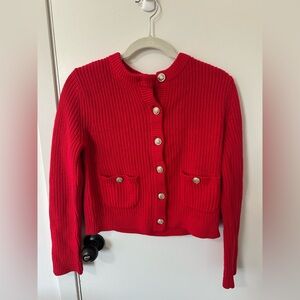 H&M Red Button-Up Cardigan